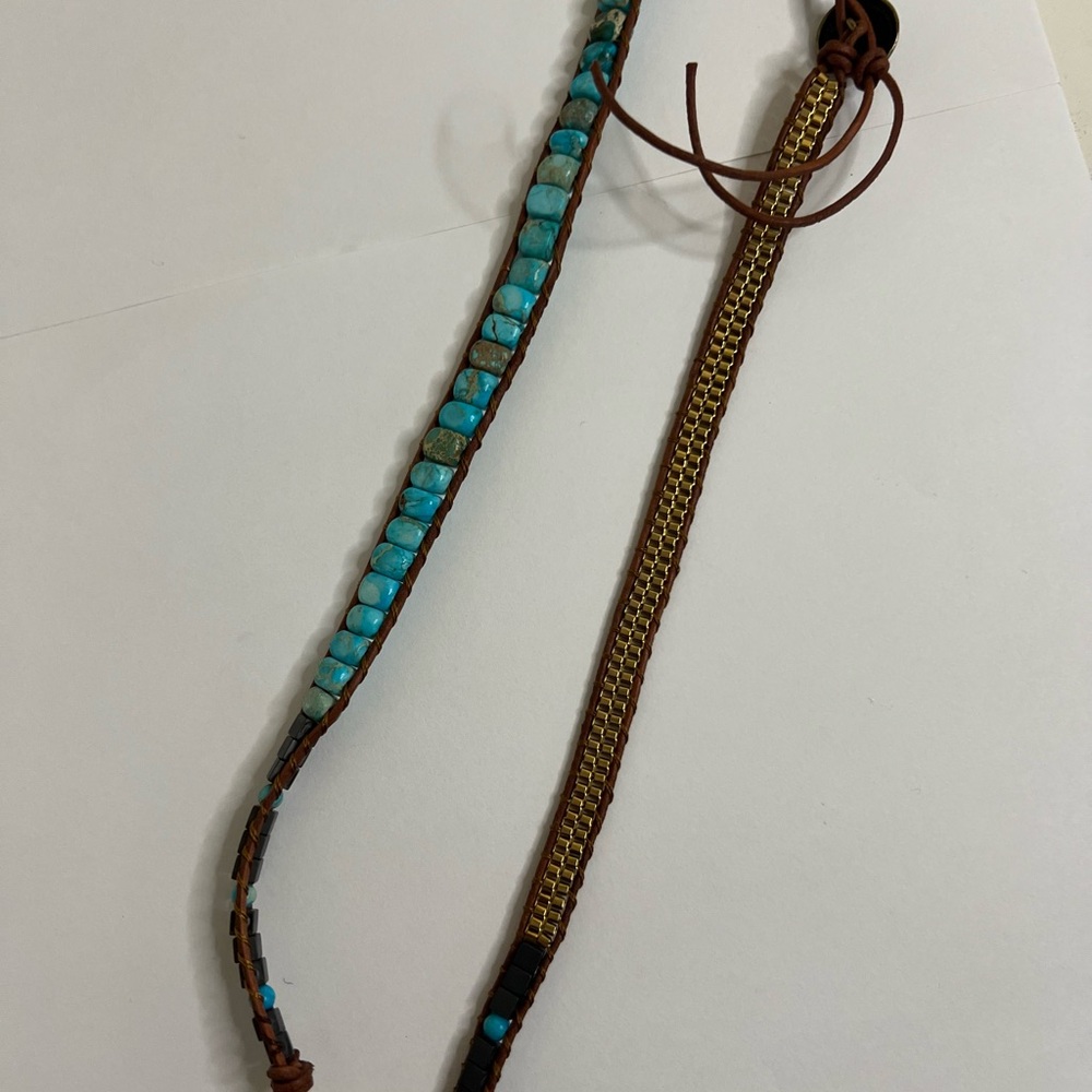 Genuine Gold & Turquoise Boho Wrap Necklace | Handcrafted - Picture 5 of 6